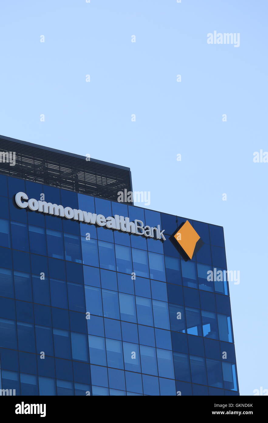 Logo of Commonwealth Bank of Australia CBA, one of the four largest bank in Australia Stock Photo