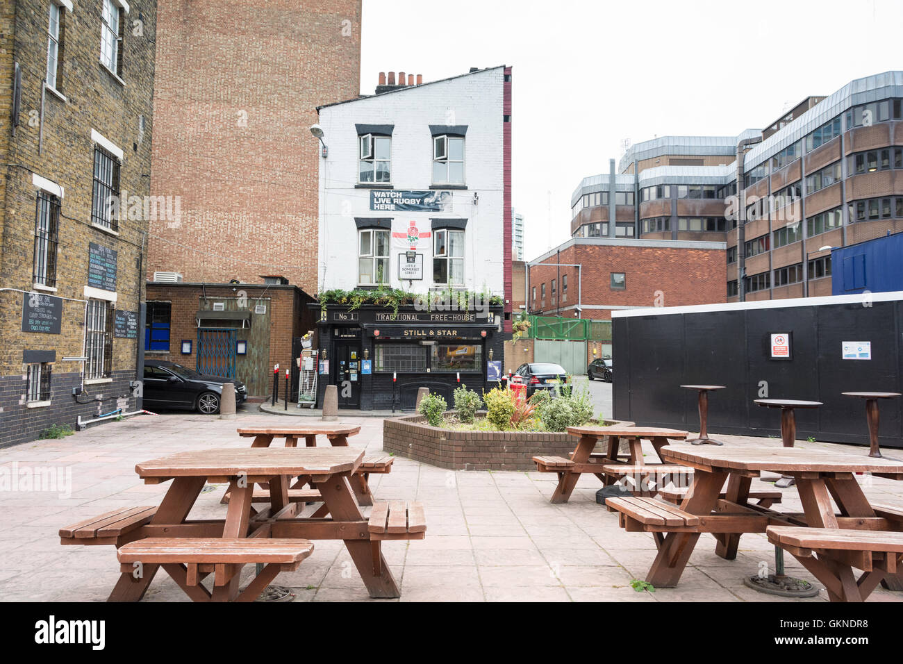 The Still and Star public house on Little Somerset Street in Whitechapel in London's East End. Stock Photo
