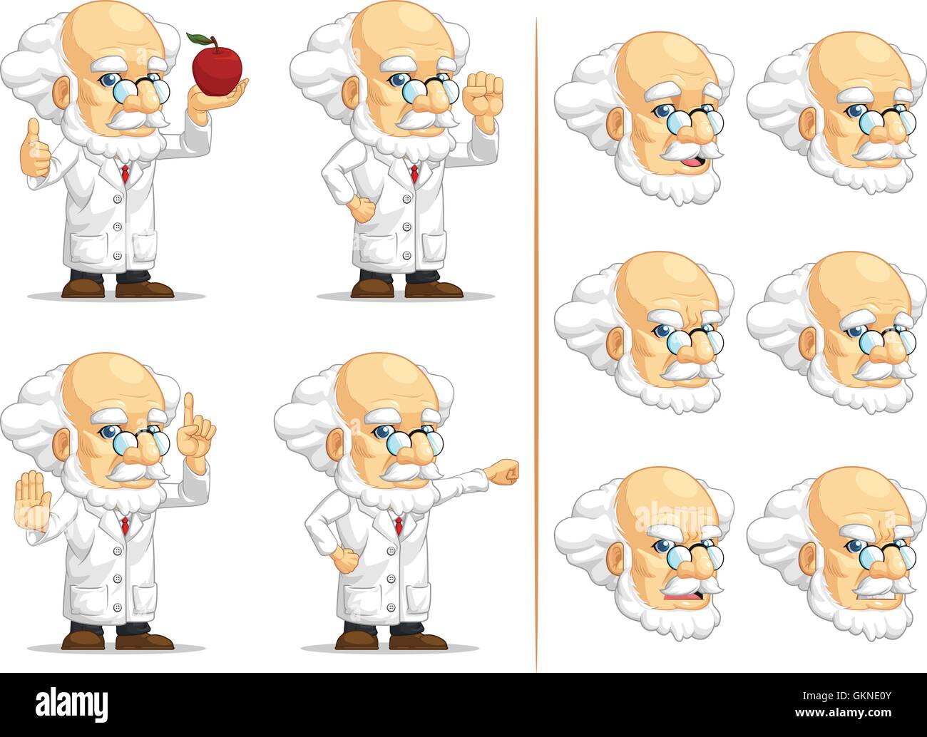 Docter Inventor coat cartoon vector professor old inventor scientist mascot mantle ...