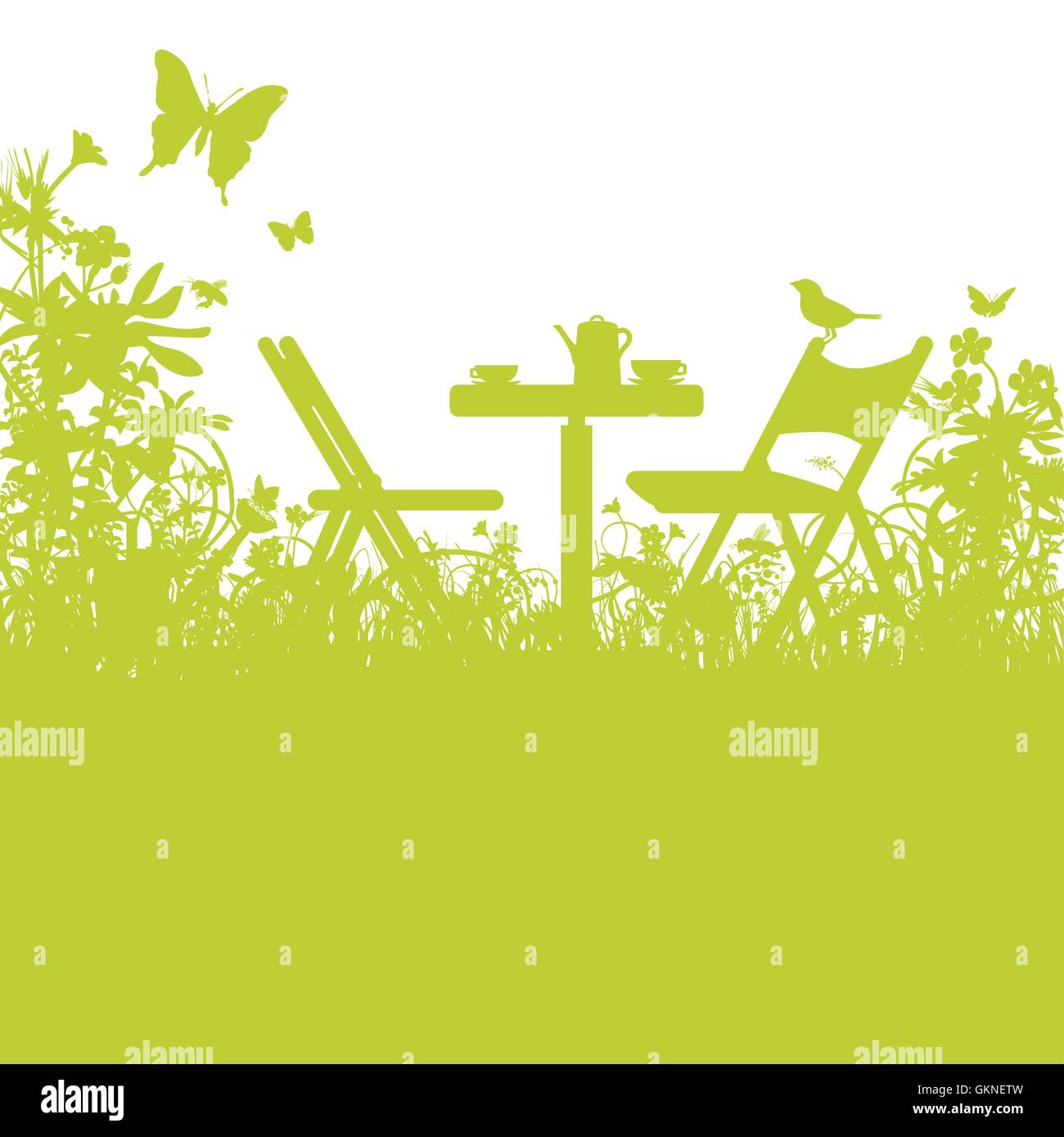 garden chairs in the garden Stock Vector Image & Art - Alamy