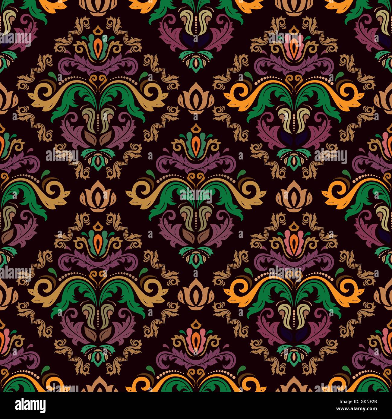 Seamless Damask Vector Background Stock Vector Image & Art - Alamy