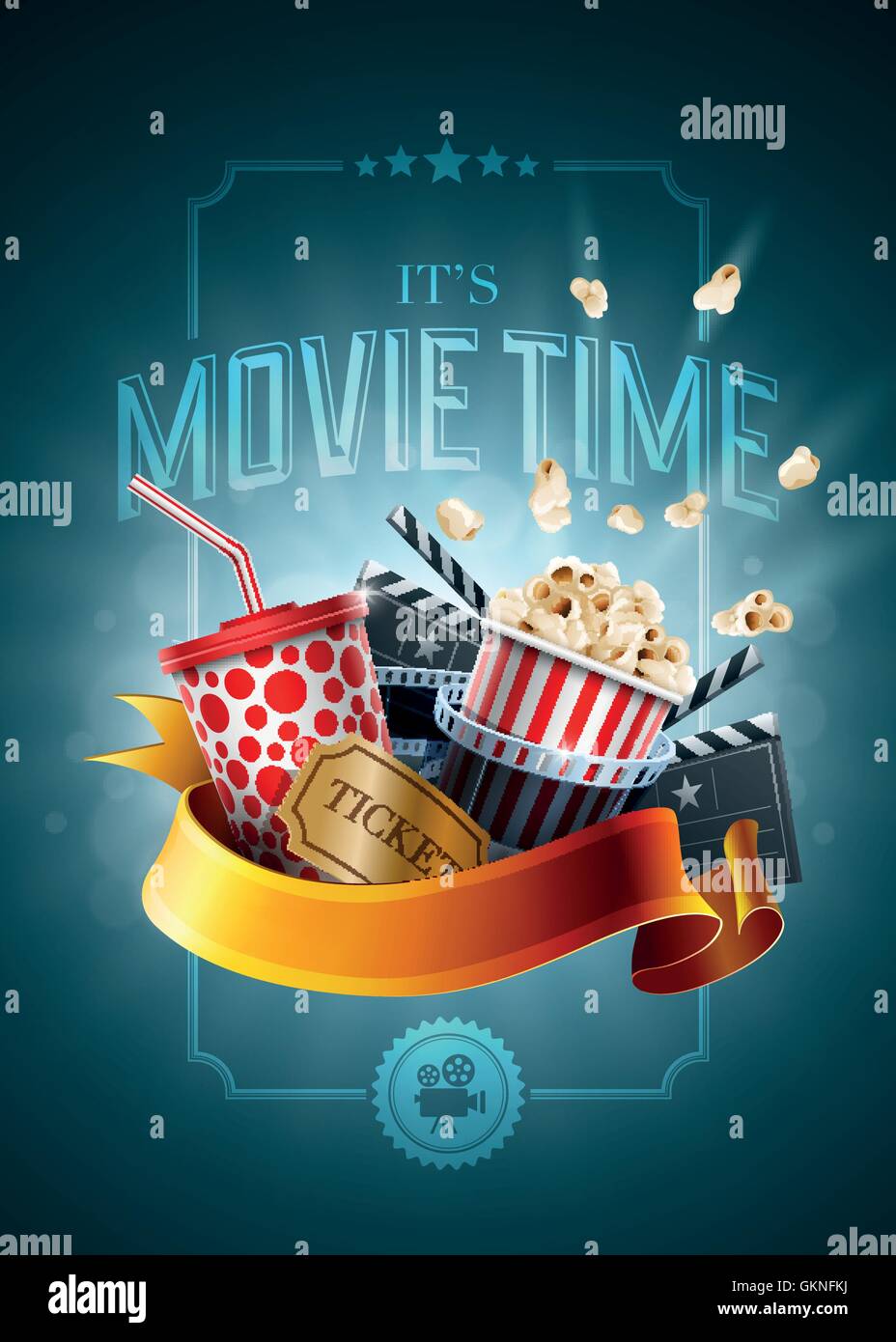 poster cinema clapper vector film movie movies strip popcorn film