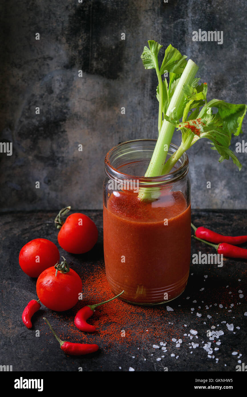 Tomato and paprika juice Stock Photo