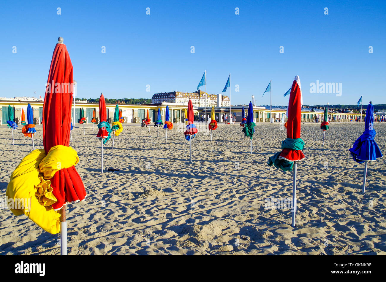 Golden Hour Light On The Beach Of Deauville sur Mer In France With The Golden Hour Light On The Beach Of Deauville sur Mer In France With The