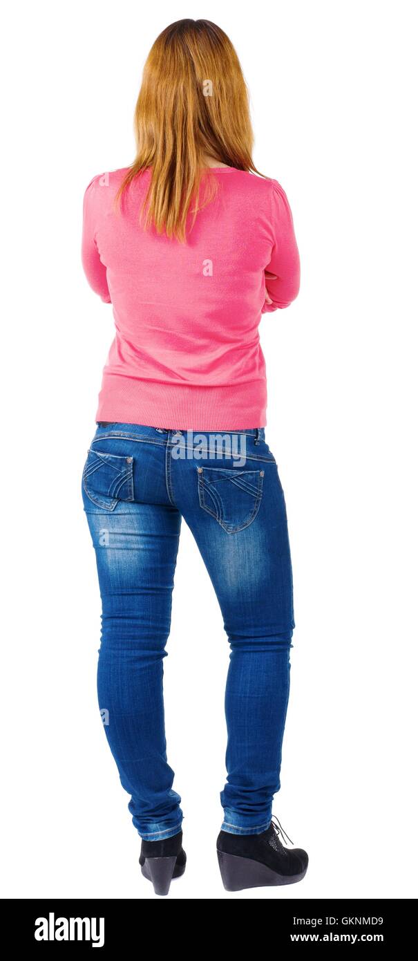 back view of standing beautiful brunette woman Stock Photo - Alamy