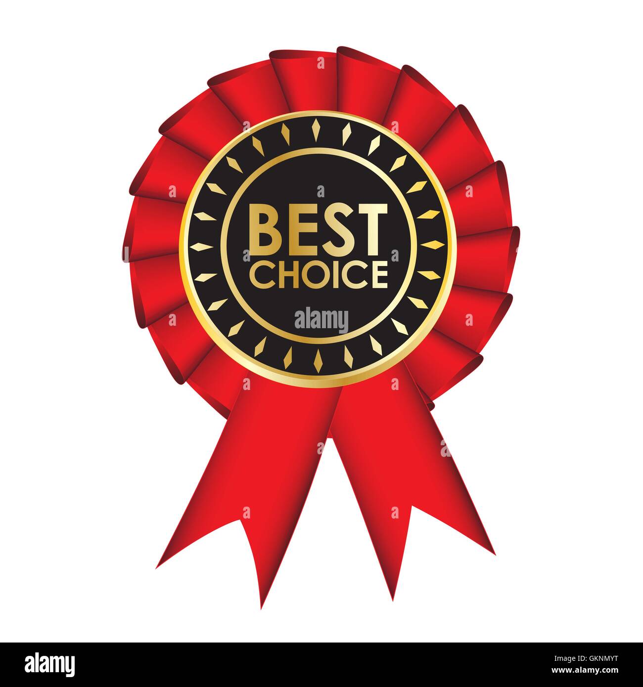 Best choice, realistic red fabric award ribbon, isolated on white ...