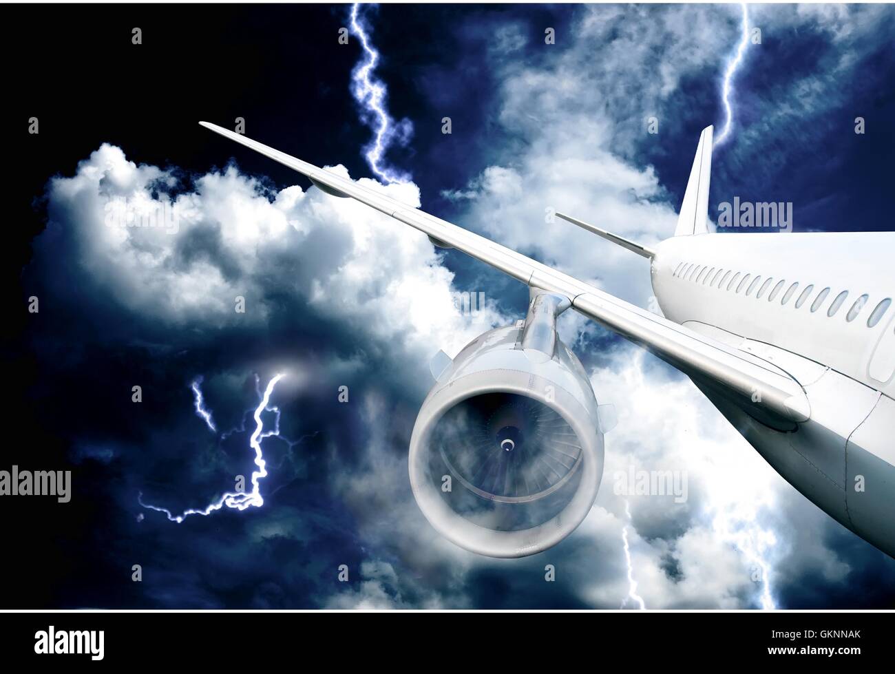 airplane crash in a storm with lightning Stock Photo Alamy