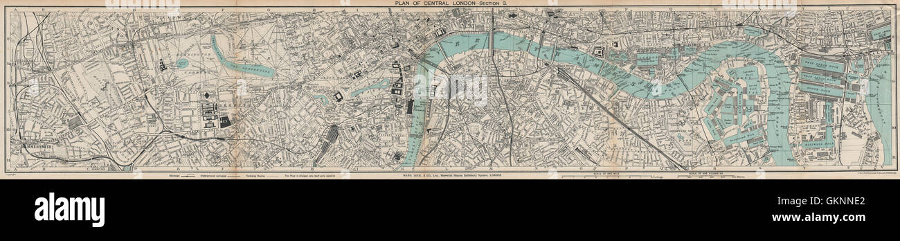 CENTRAL LONDON-SECTION 3 vintage town/city plan. London. WARD LOCK, 1930 map Stock Photo