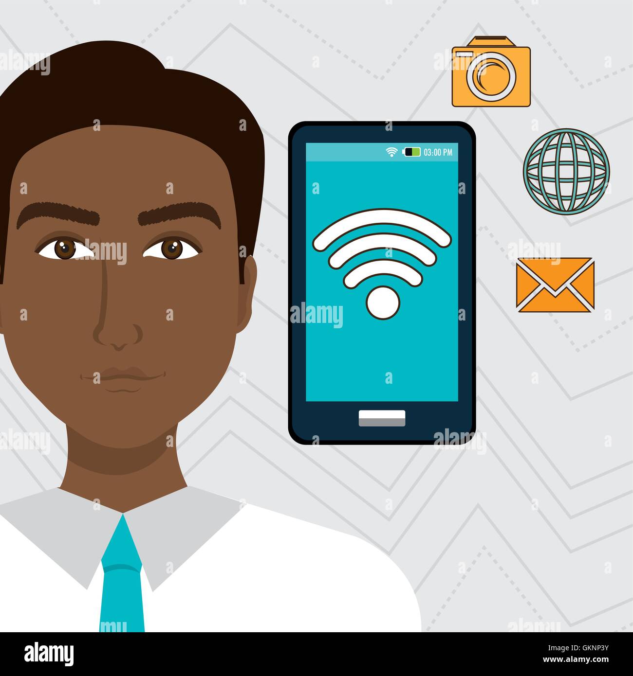 Man Using Mobile App man smartphone app global Stock Vector Image & Art - Alamy