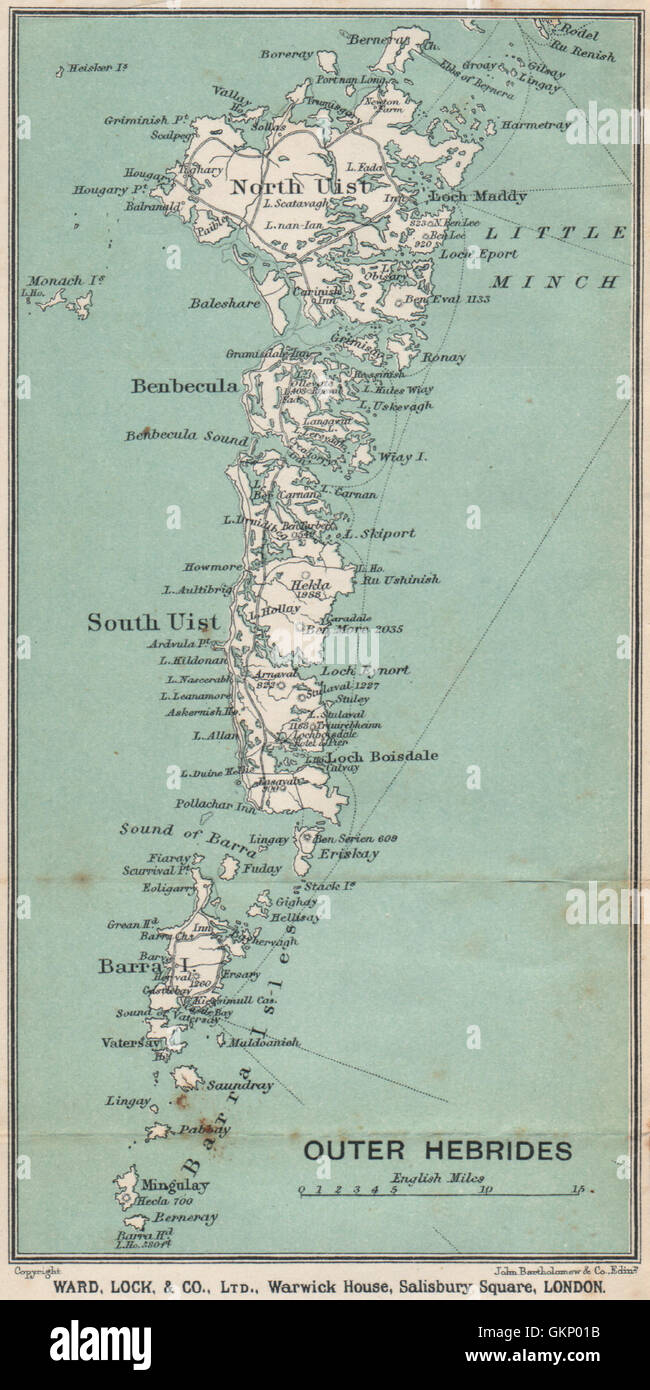 OUTER HEBRIDES North Uist South Uist Barra Benbecula Scotland WARD LOCK 1919 map Stock Photo Alamy