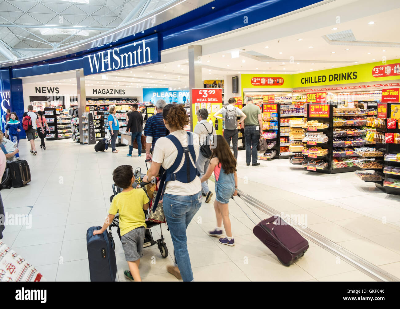 WH Smith,shop,Departure Terminal at Stansted Airport,London,Essex,England.Europe. Stock Photo