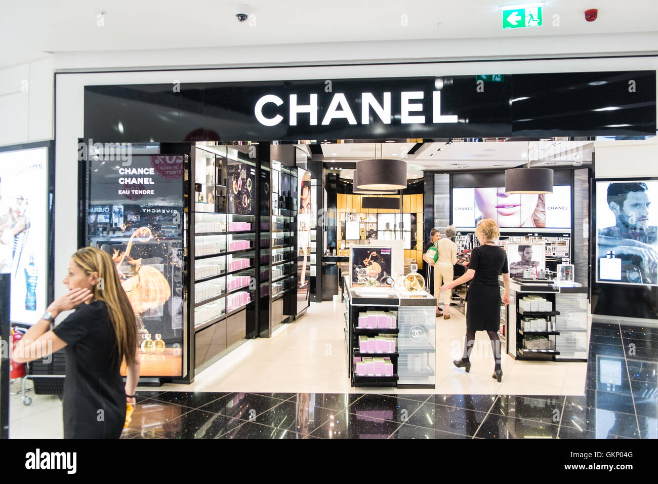 Chanel store Duty Free Departure Terminal at Stansted Airport,London,Essex,England.Europe Stock Photo