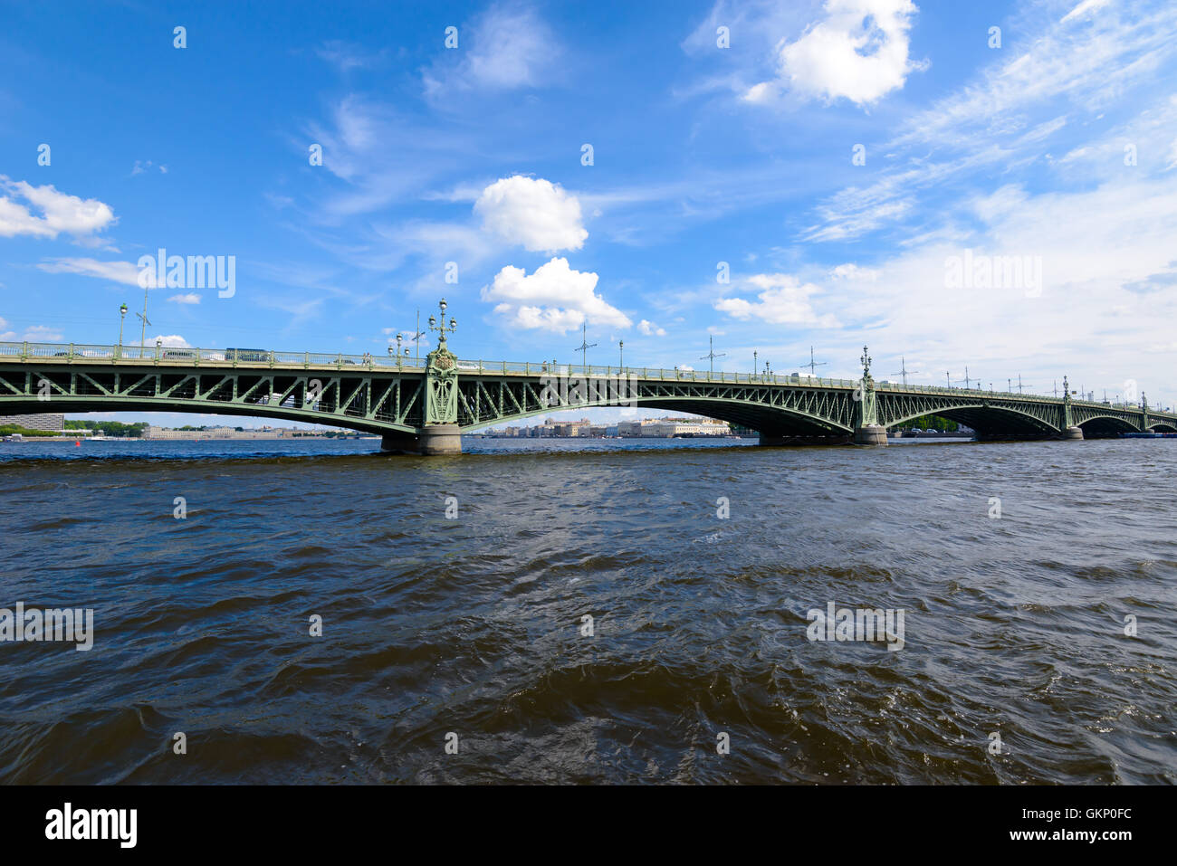 SAINT PETERSBURG, RUSSIA - JUNE 17, 2016: Bascule Trinity Bridge (Troitsky bridge) across the Neva river Stock Photo