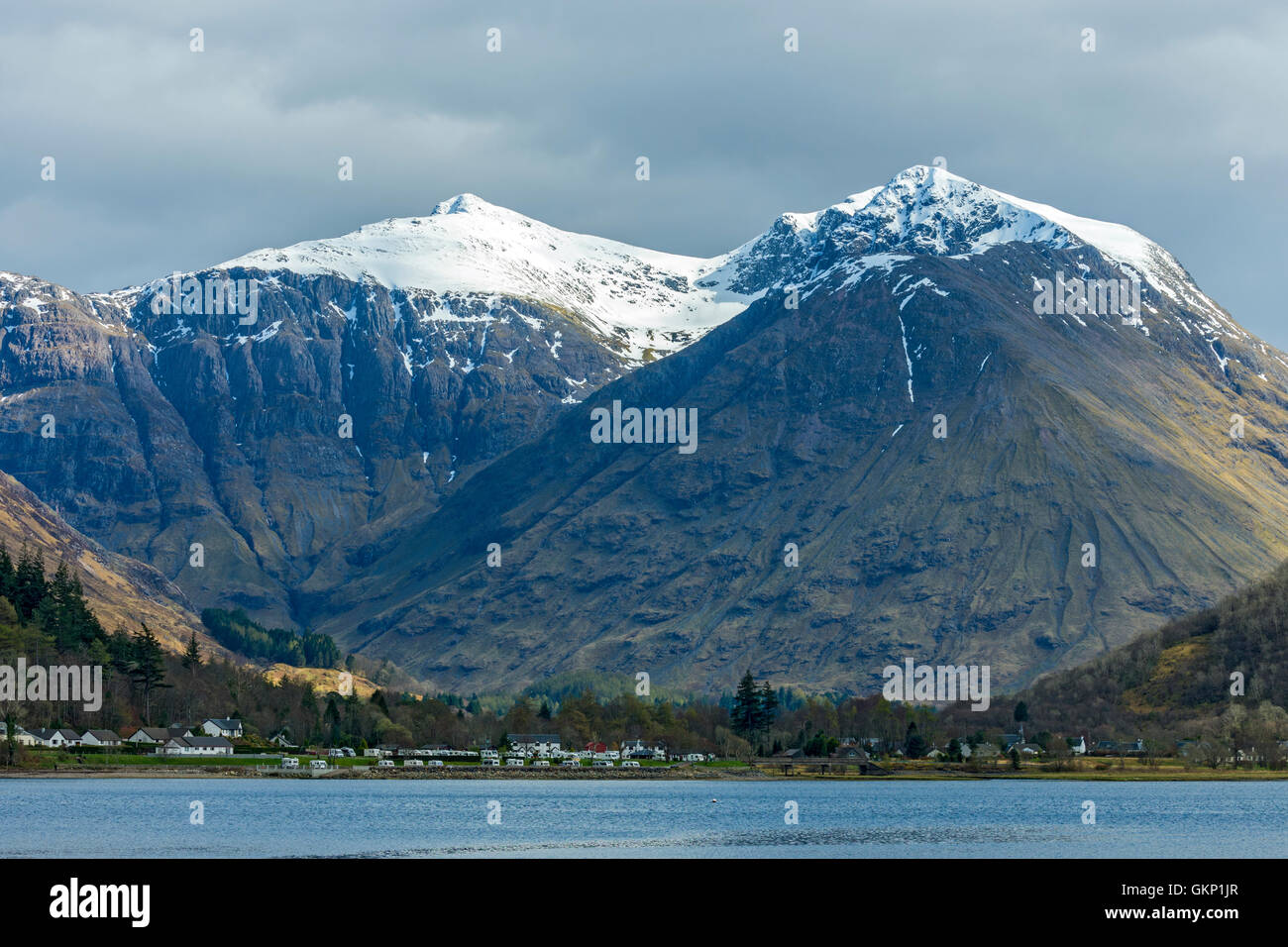 Stop Coire nan Lochan and Bidean nam Bian, Glencoe, over Loch Leven, Highland region, Scotland, UK. Stock Photo