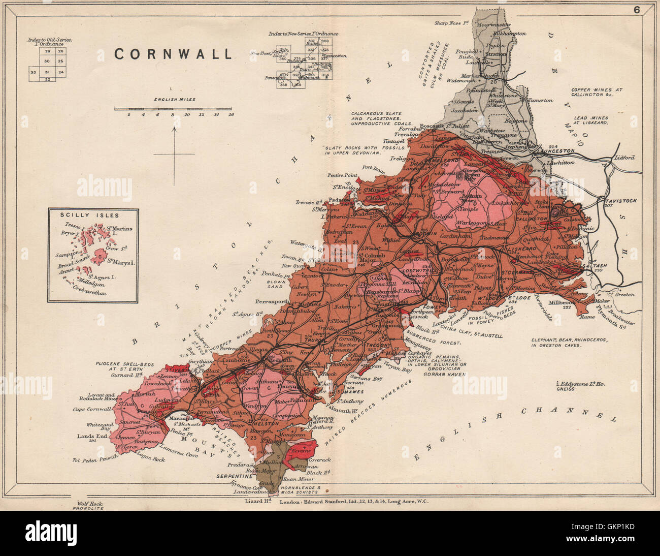 Geological Map Of Cornwall Cornwall Geological Map. Stanford, 1913 Stock Photo - Alamy