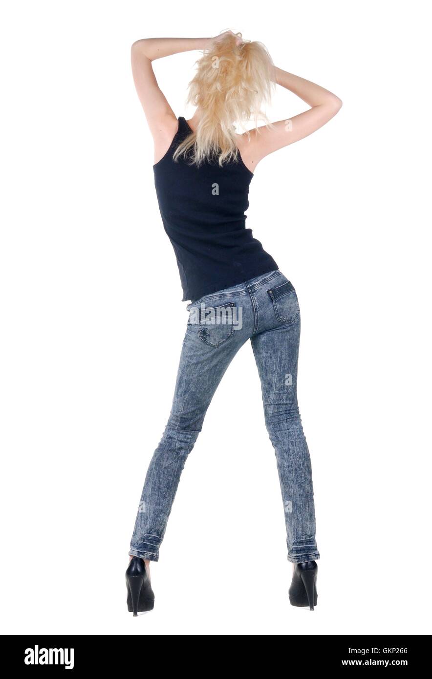 Blonde woman dancing rear view Cut Out Stock Images & Pictures - Alamy