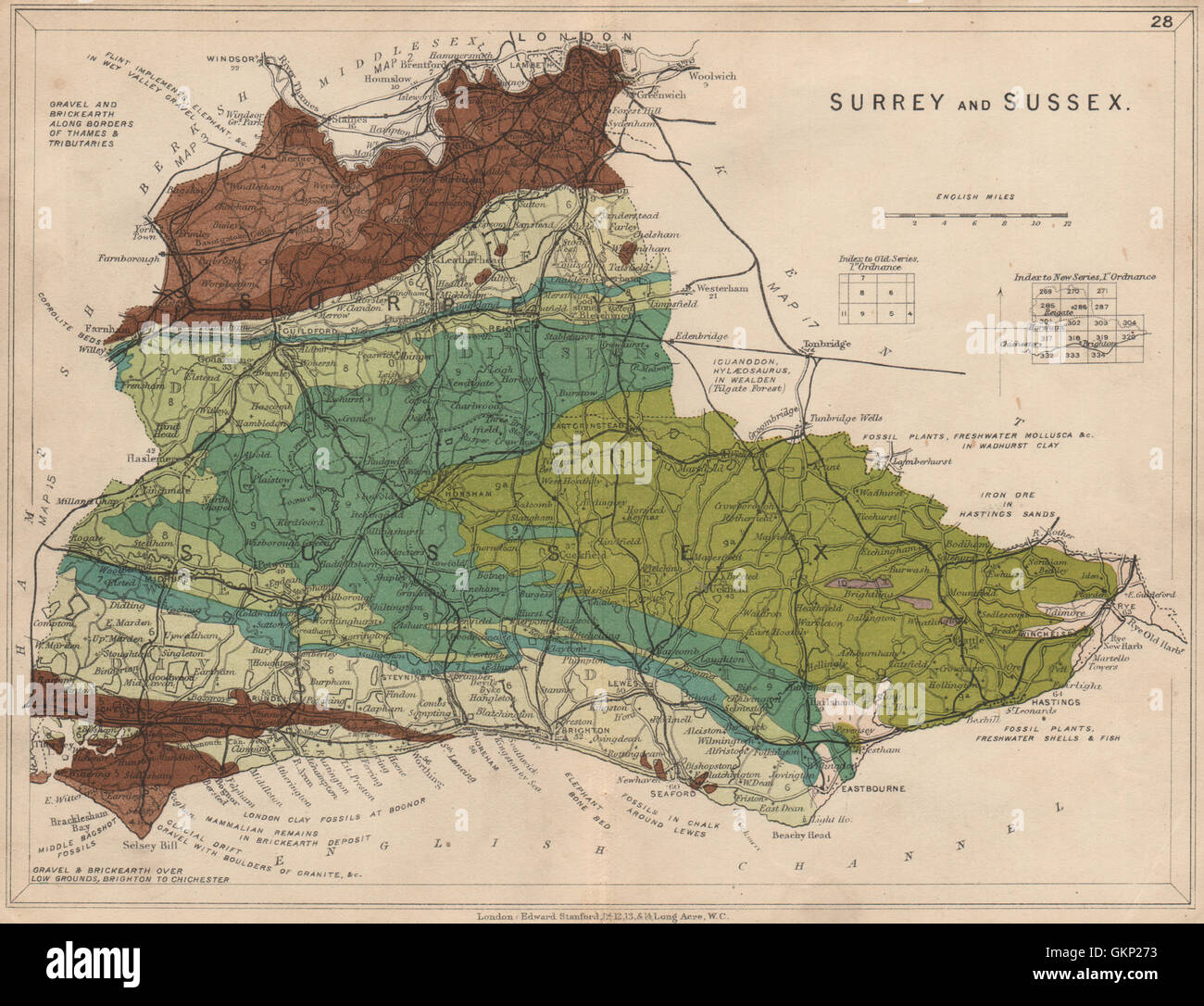 Sussex England Map High Resolution Stock Photography And Images Alamy   Surrey And Sussex Geological Map Stanford 1913 GKP273 