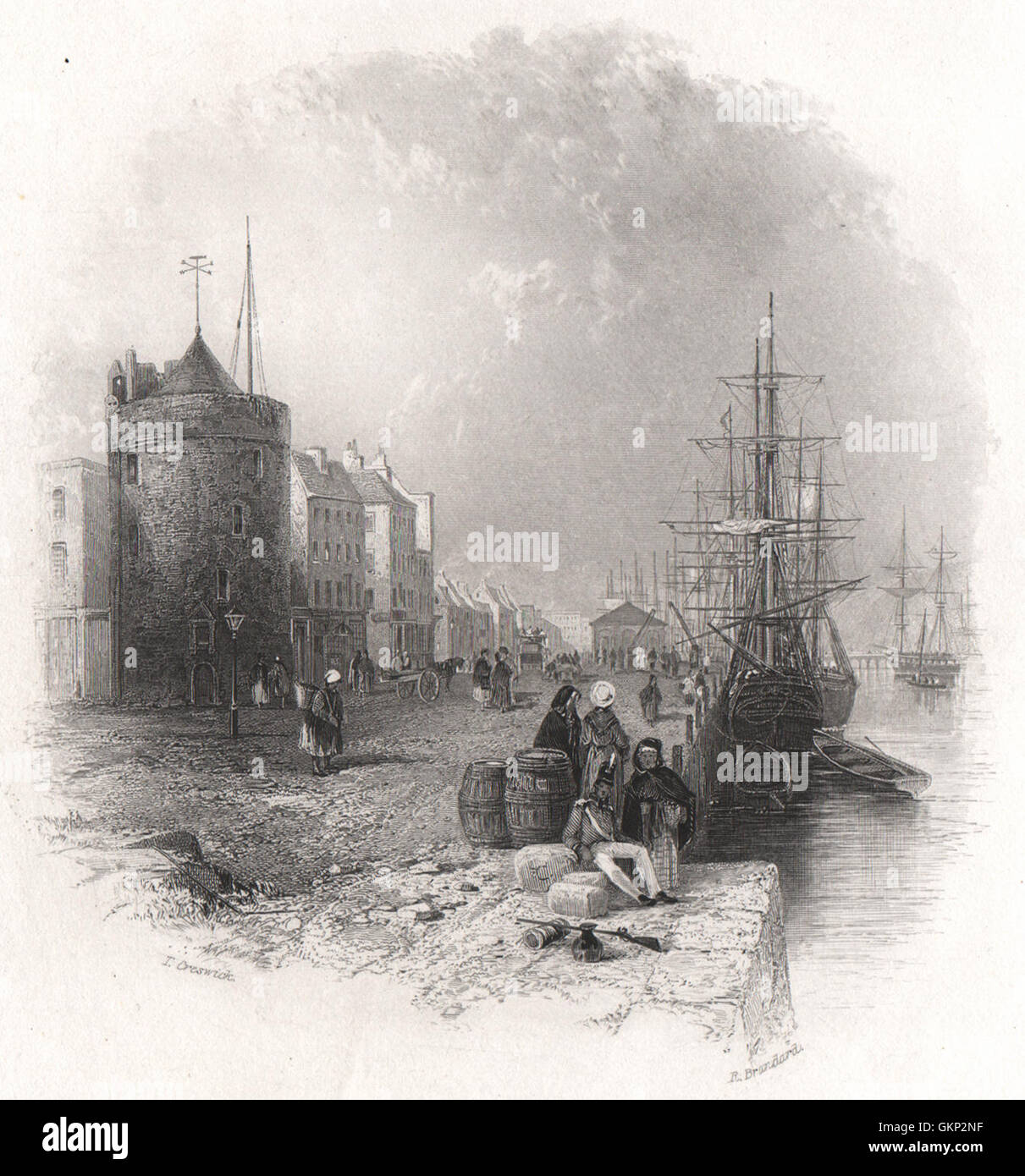The Quay at Waterford, Waterford. Ireland, antique print 1835 Stock Photo