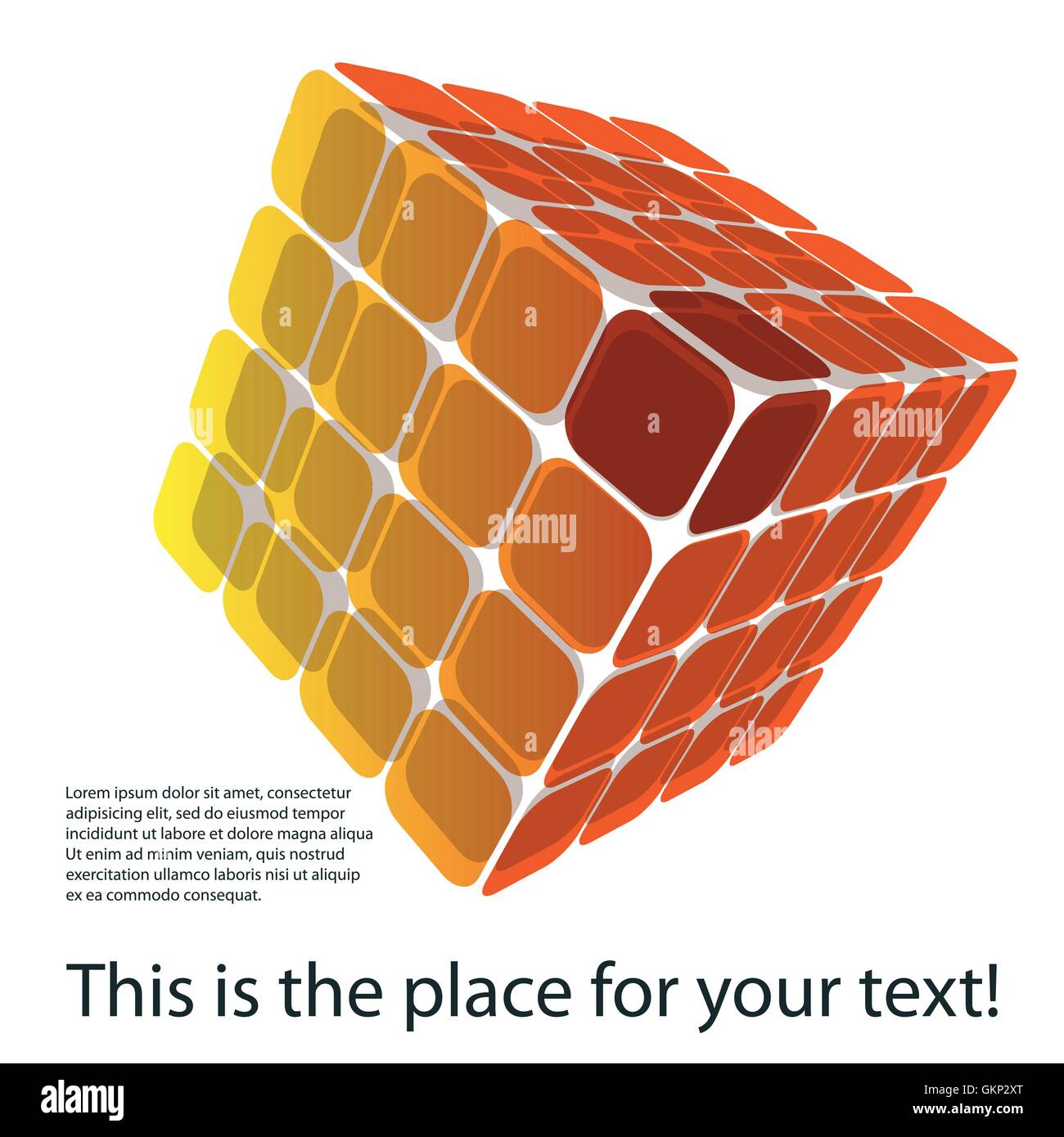 Orange 3D Cubic Puzzle Box Design Illustration in Editable Vector