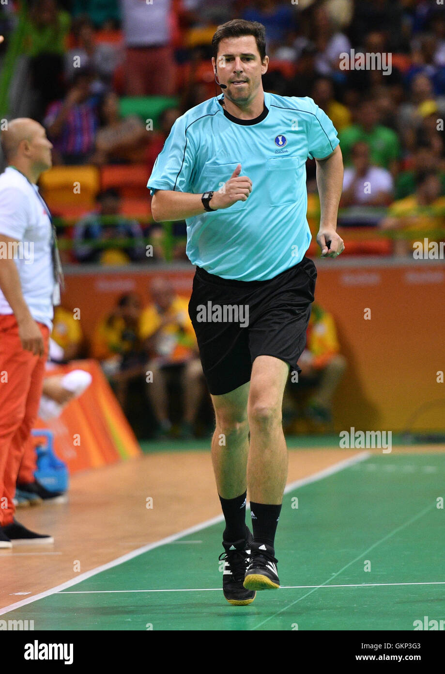 Rio de Janeiro, Brazil. 21st Aug, 2016. Referee Jiri Novotny of Czech Republic during the Men's Bronze Medal Match match between Poland and Germany of the Handball events during the Rio 2016 Olympic Games in Rio de Janeiro, Brazil, 21 August 2016. Photo: Lukas Schulze /dpa/Alamy Live News Stock Photo