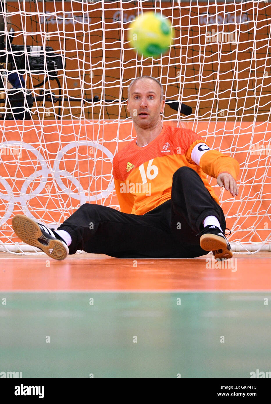 Rio de Janeiro, Brazil. 21st Aug, 2016. Goalkeeper Thierry Omeyer of France reacts during the Men's Gold Medal Match match between Denmark and France of the Handball events during the Rio 2016 Olympic Games in Rio de Janeiro, Brazil, 21 August 2016. Photo: Lukas Schulze/dpa/Alamy Live News Stock Photo