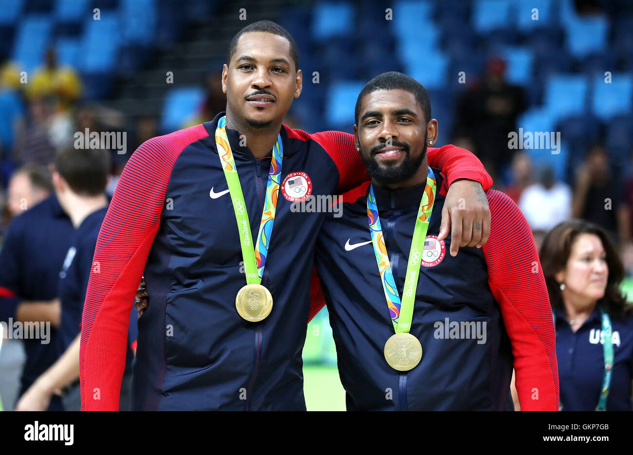 Rio De Janeiro Rj 21 08 16 Rio 16 Olympics Basketball Carmelo Anthony And The United States Irving Kyrie Celebrate The Gold Medal After The Match Between The Usa And Serbia Basketball