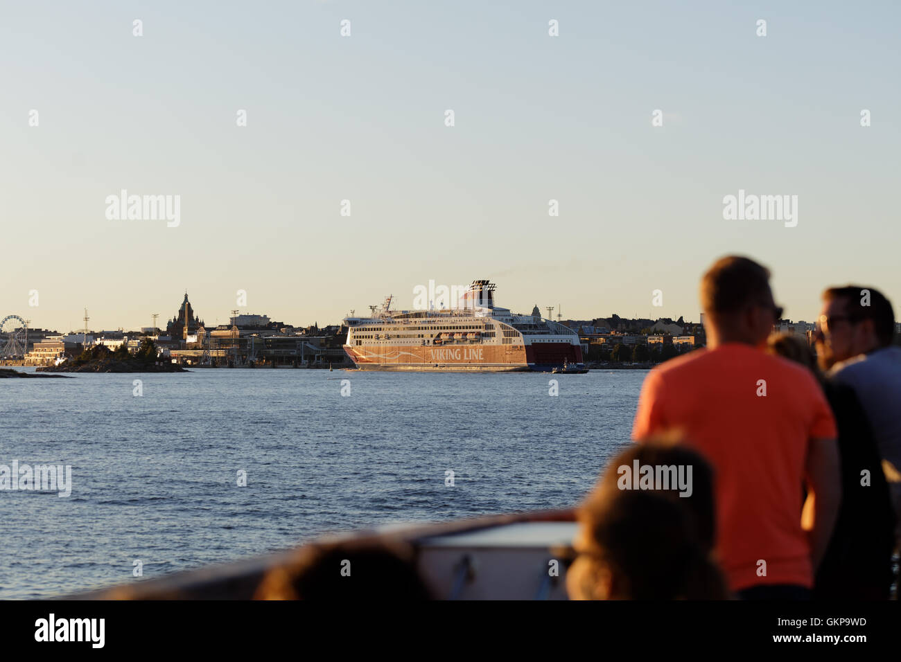 Helsinki, Finland, 20st August, 2016. People traveling on the Suomenlinna ferry. The Suomenlinna fortress is top rated landmark in the cathegory Entertainment-Helsinki by Tripadvisor Stock Photo