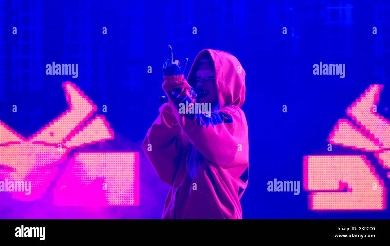 Prague, Czech Republic. 22nd Aug, 2016. Music group Die Antwoord of South Africa perform in Prague, Czech Republic, August 22, 2016. © Michal Kamaryt/CTK Photo/Alamy Live News Stock Photo