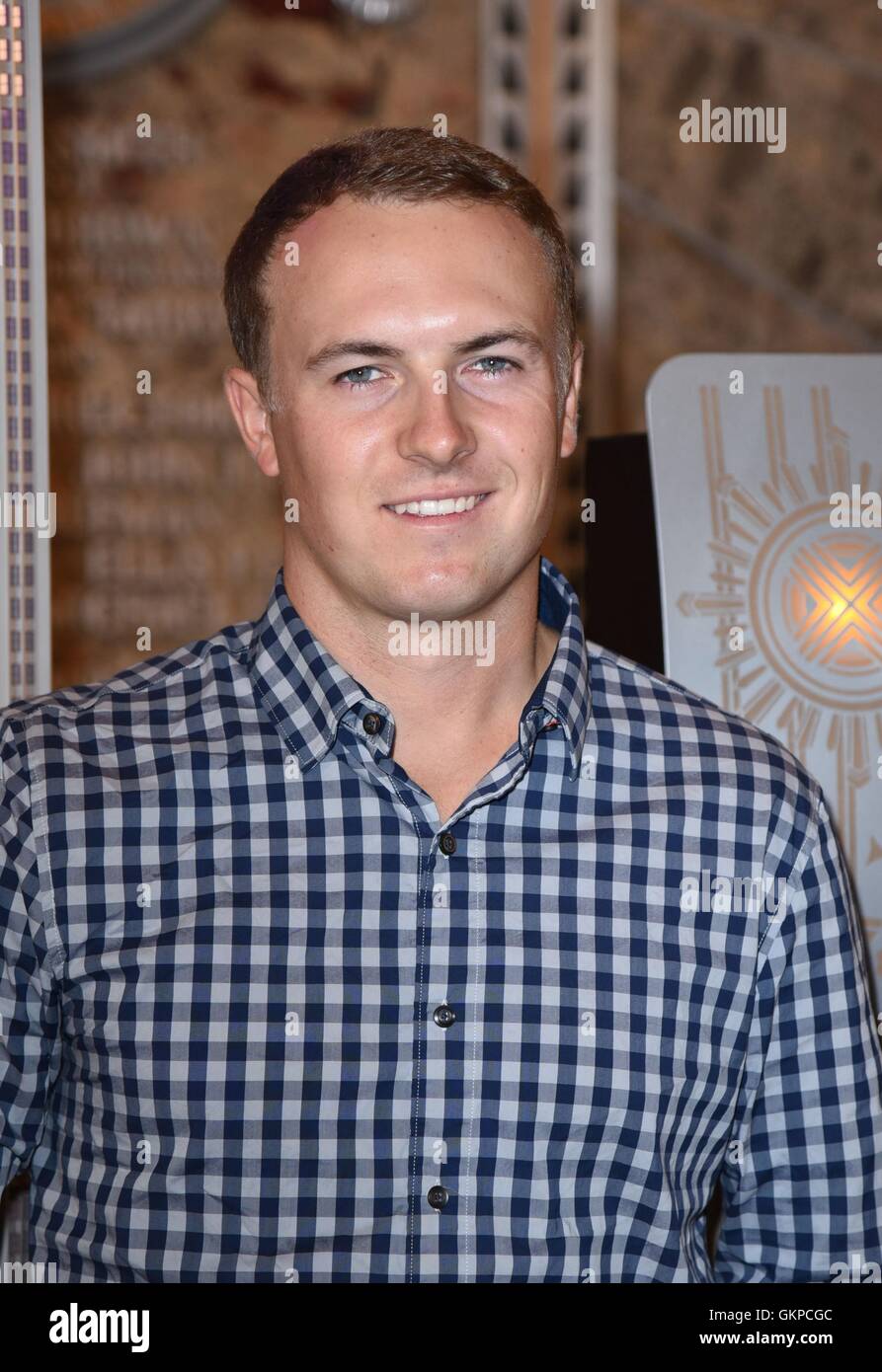 New York, NY, USA. 22nd Aug, 2016. Jordan Spieth at arrivals for Jordan Spieth Visits Empire State Building To Celebrate FedExCup Playoffs, Empire State Building, New York, NY August 22, 2016. Credit:  Derek Storm/Everett Collection/Alamy Live News Stock Photo