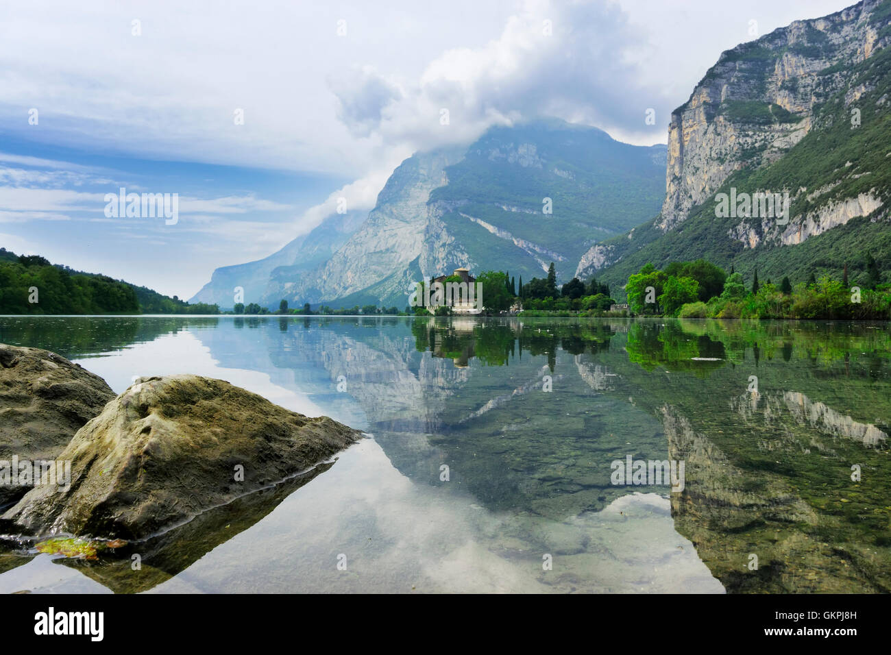 Toblino Lake, Trentino, Italy Stock Photo