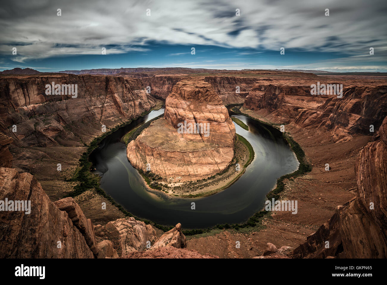 Horseshoe Bend and Colorado river  in Coconino County near Page, Arizona Stock Photo