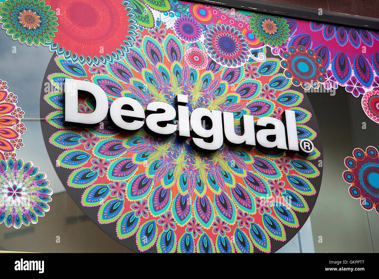 LAS PALMAS, SPAIN - MAY 4, 2016: Detail of the Desigual shop in Las Palmas, Spain. Desigual is a casual clothing brand founded a Stock Photo