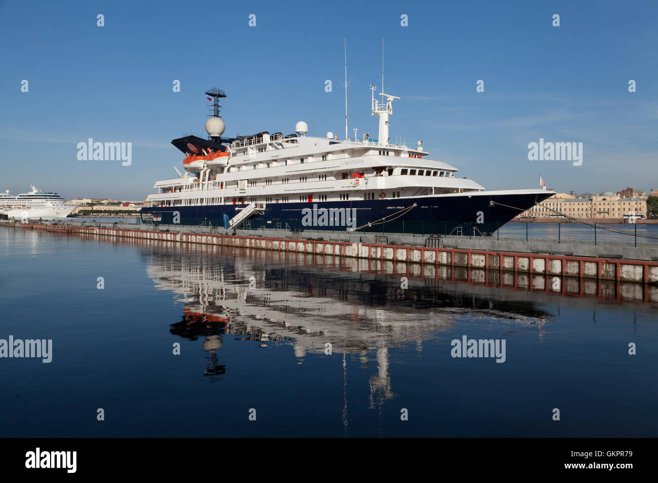Luxury Expedition Ship Corinthia, St. Petersburg, Russia. Stock Photo