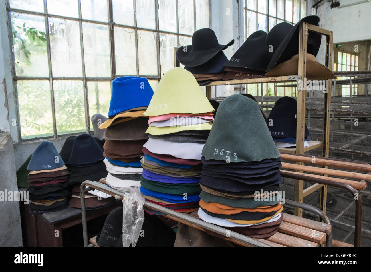 Felt hat making production factory in Couiza,Aude,South of  France.Traditional craftsmen skilled produce Stock Photo - Alamy