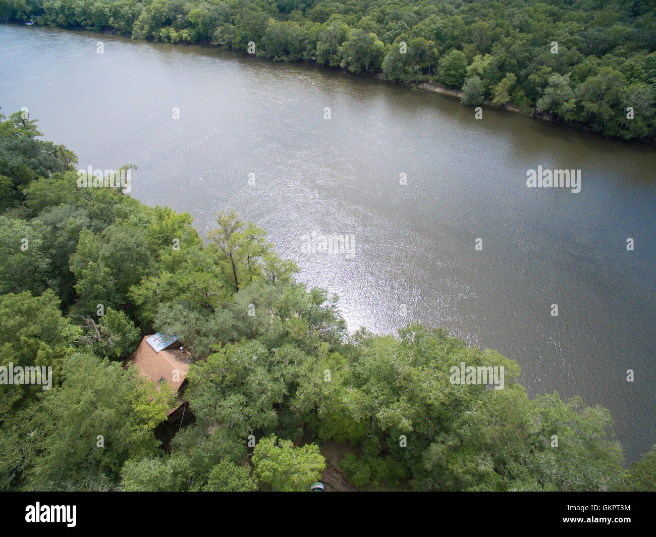 Aerial view of Suwanee River in Gilchrist County, Florida Stock Photo