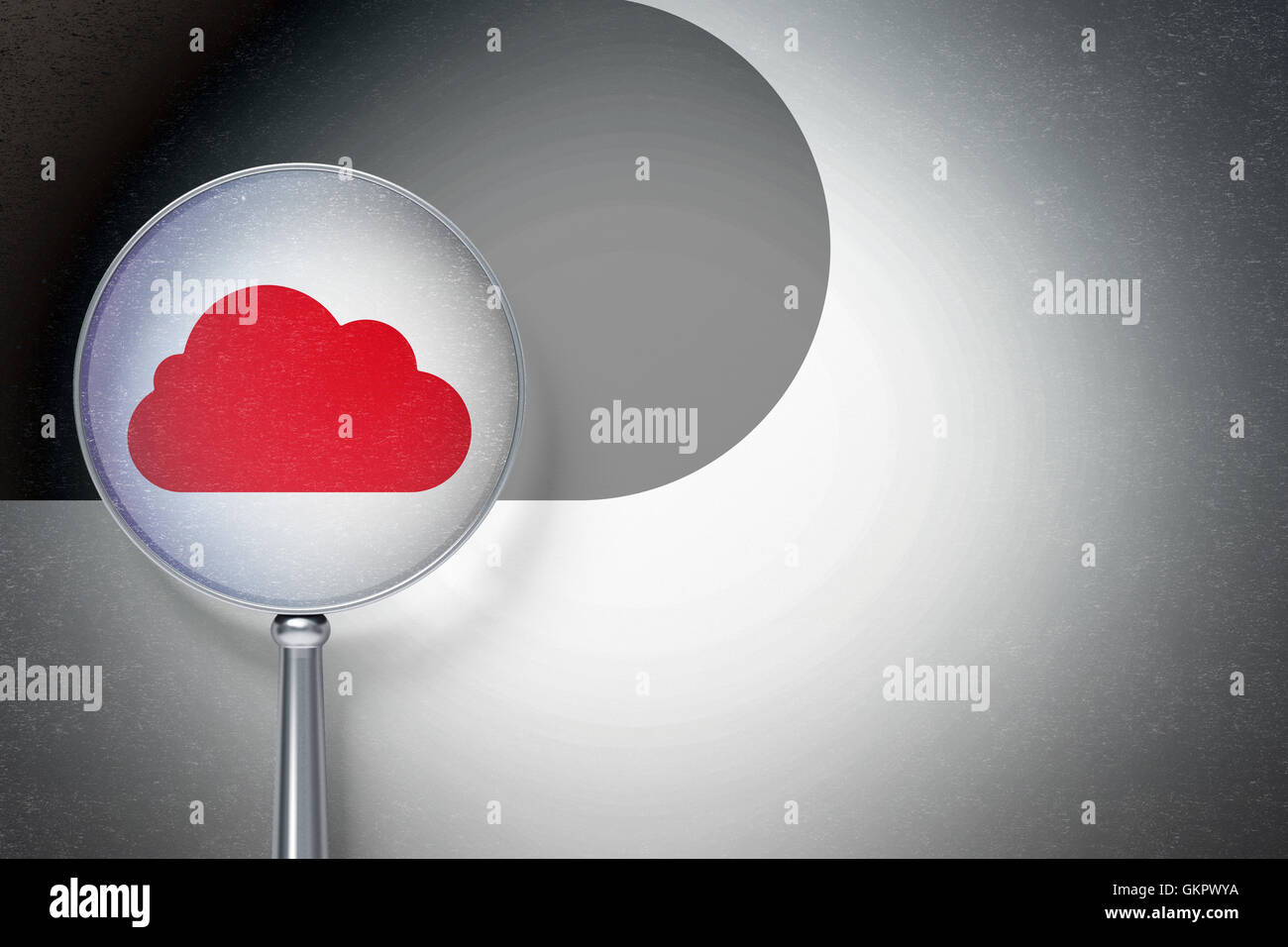 Cloud computing concept: Cloud with optical glass on digital background ...