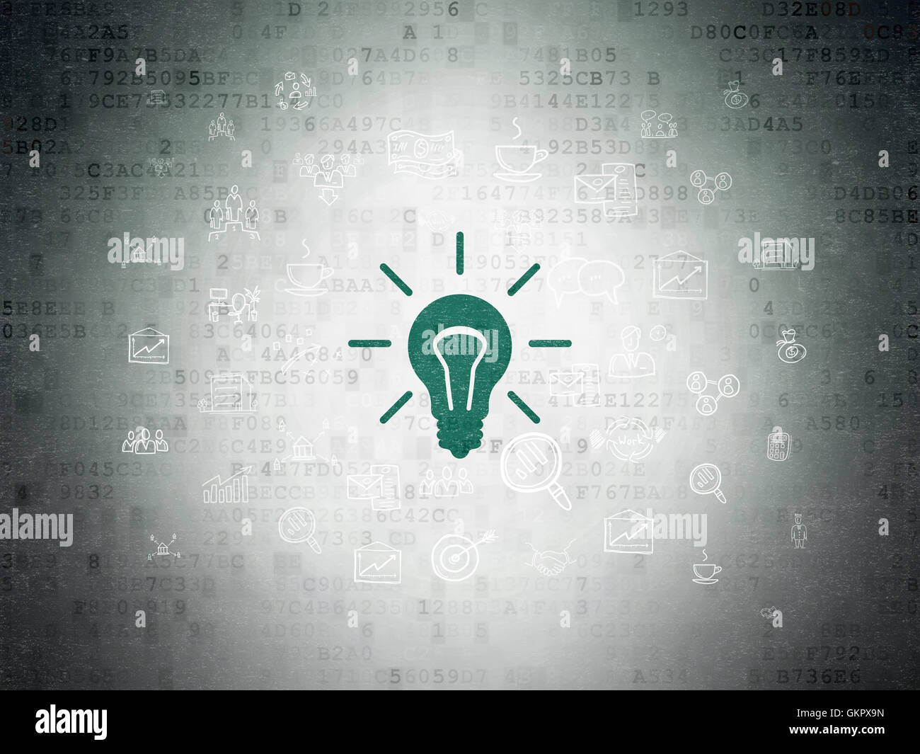 Finance concept: Light Bulb on Digital Data Paper background Stock ...