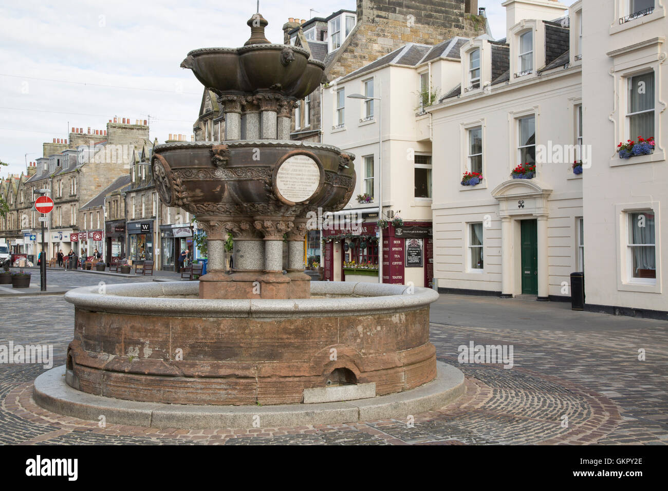 Fountain, Market, Street, St; Andrews, Fife; Scotland; UK; Stock Photo