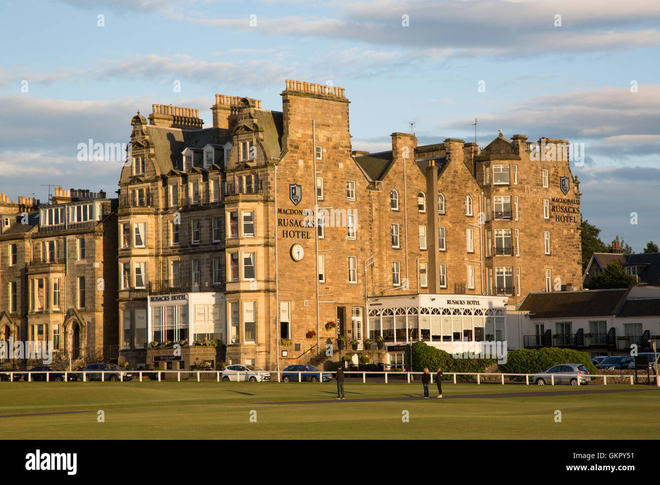 Royal and Ancient Golf Course and Macdonald Rusacks Hotel, St; Andrews; Fife; Scotland; UK Stock