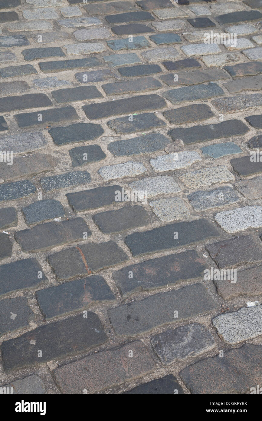Cobbled Stones on Market Street, St Andrews, Fife; Scotland Stock Photo