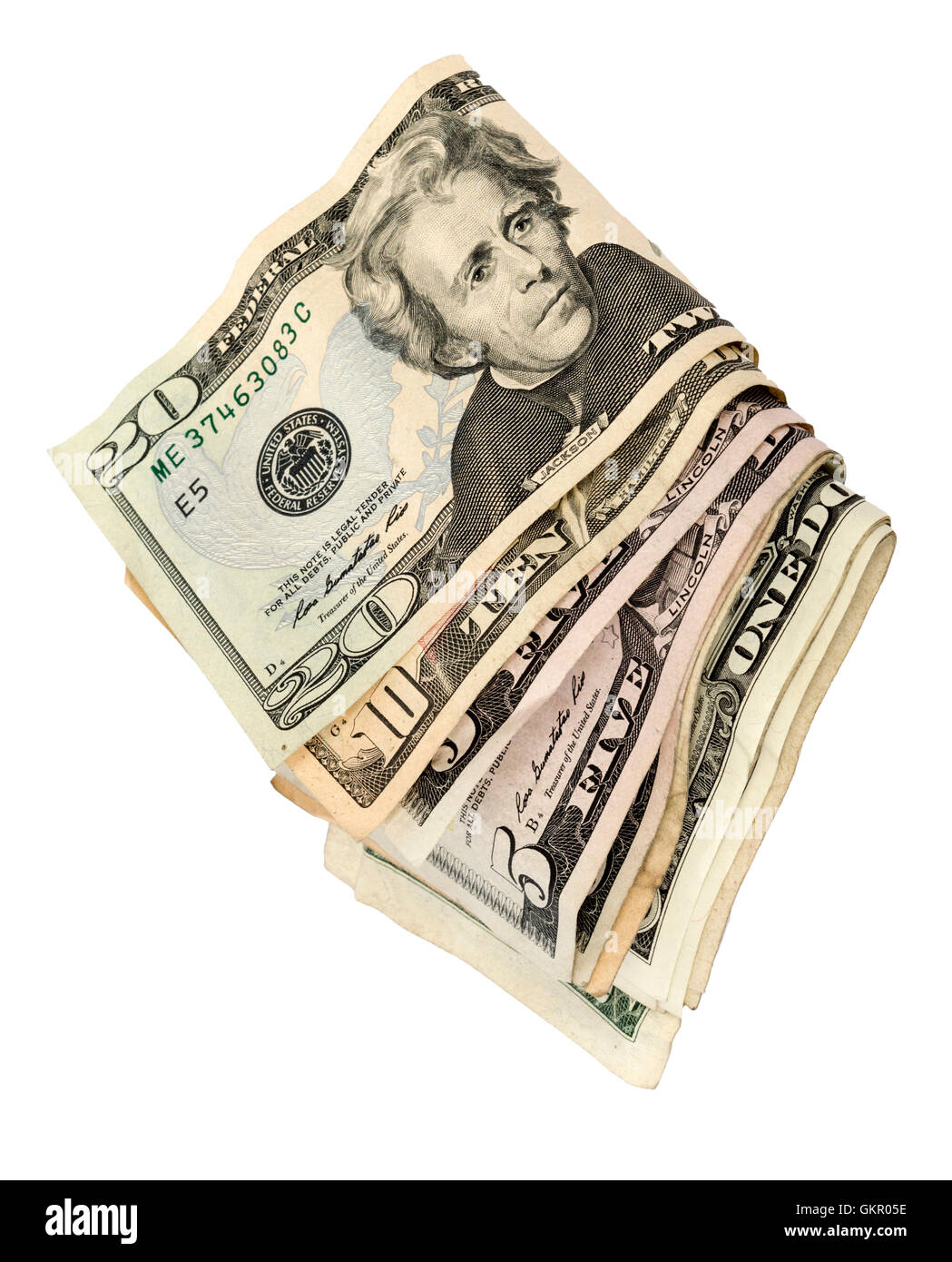 Wad of American Cash Isolated Stock Photo