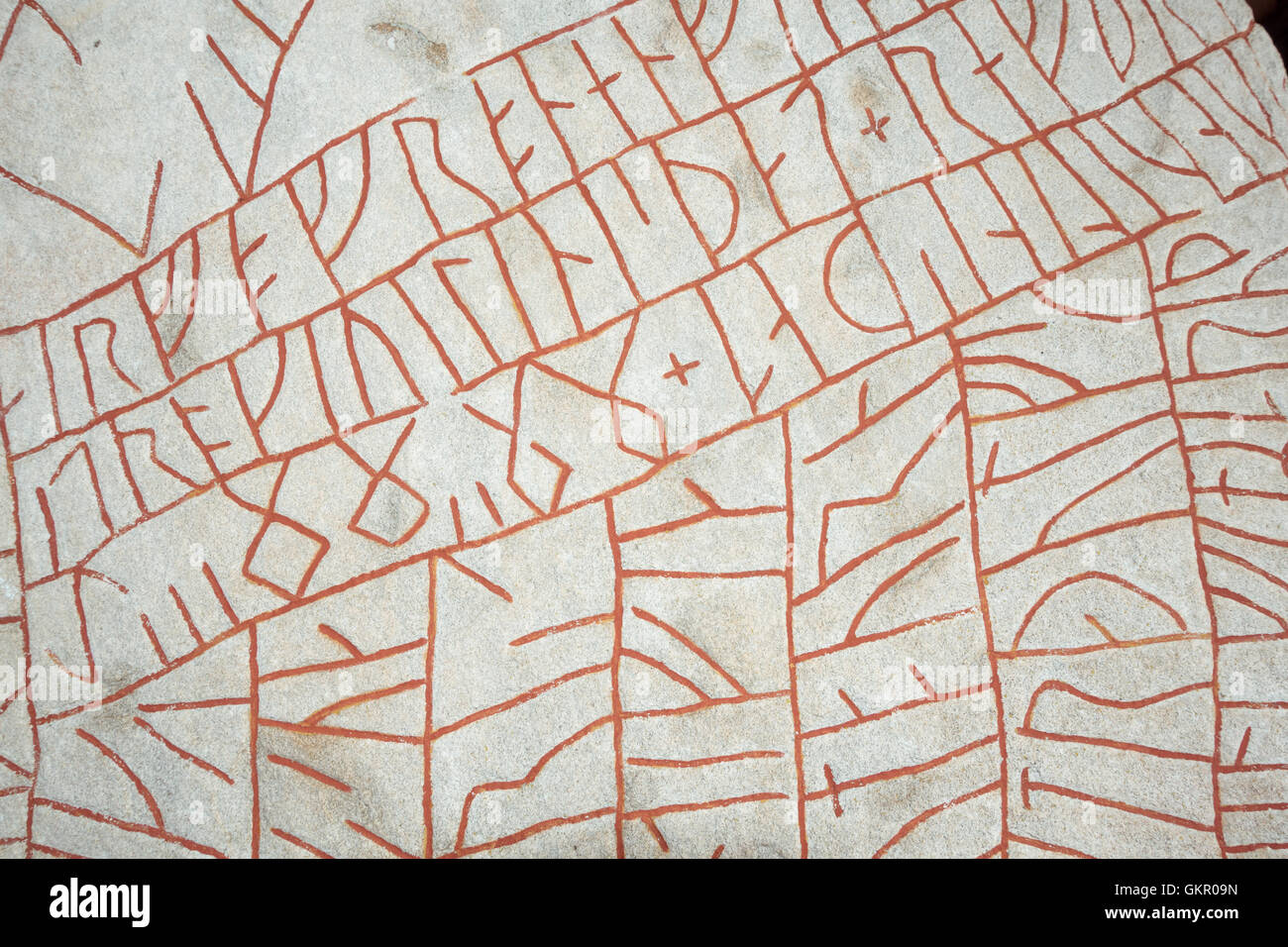 The famous rok stone, the only runestone with runes on all five visible