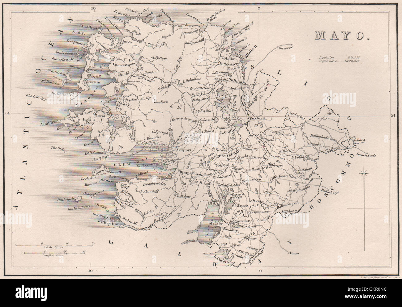 County Mayo. Ireland, 1835 antique map Stock Photo Alamy
