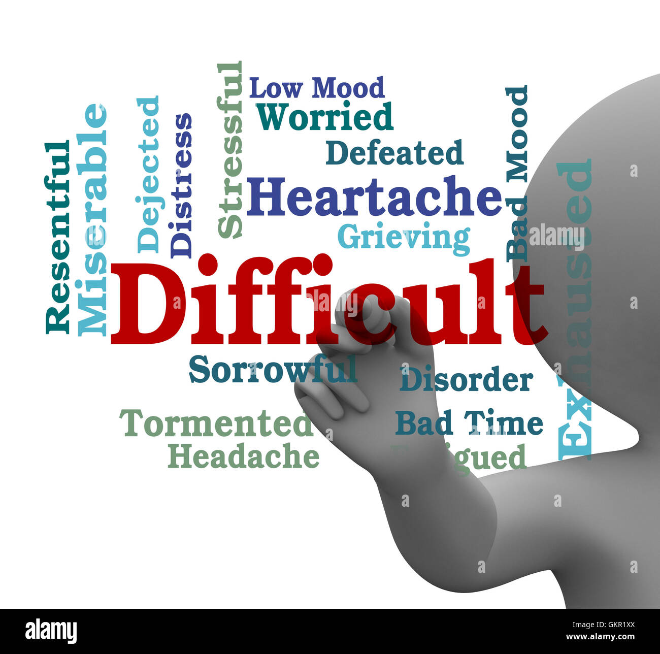 Difficult Word Indicating Tiring Tough 3d Rendering Stock Photo Alamy