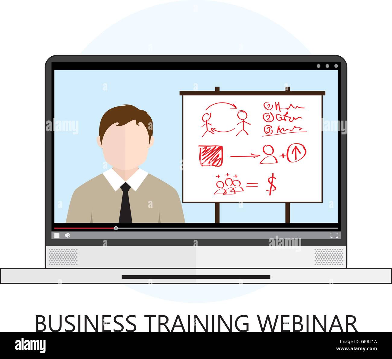 Business Training Webinar Icon Flat Design Concept Stock Vector