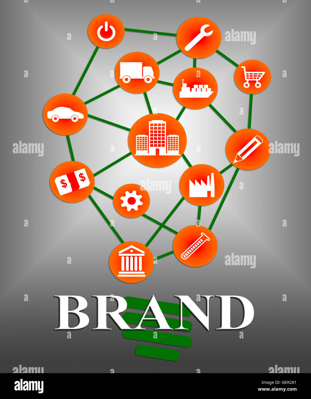 Brand Icons Indicating Company Identity And Branded Stock Photo