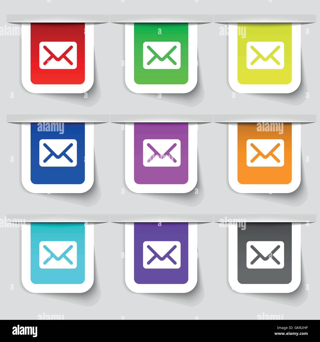 Mail, envelope, letter icon sign. Set of multicolored modern labels for ...