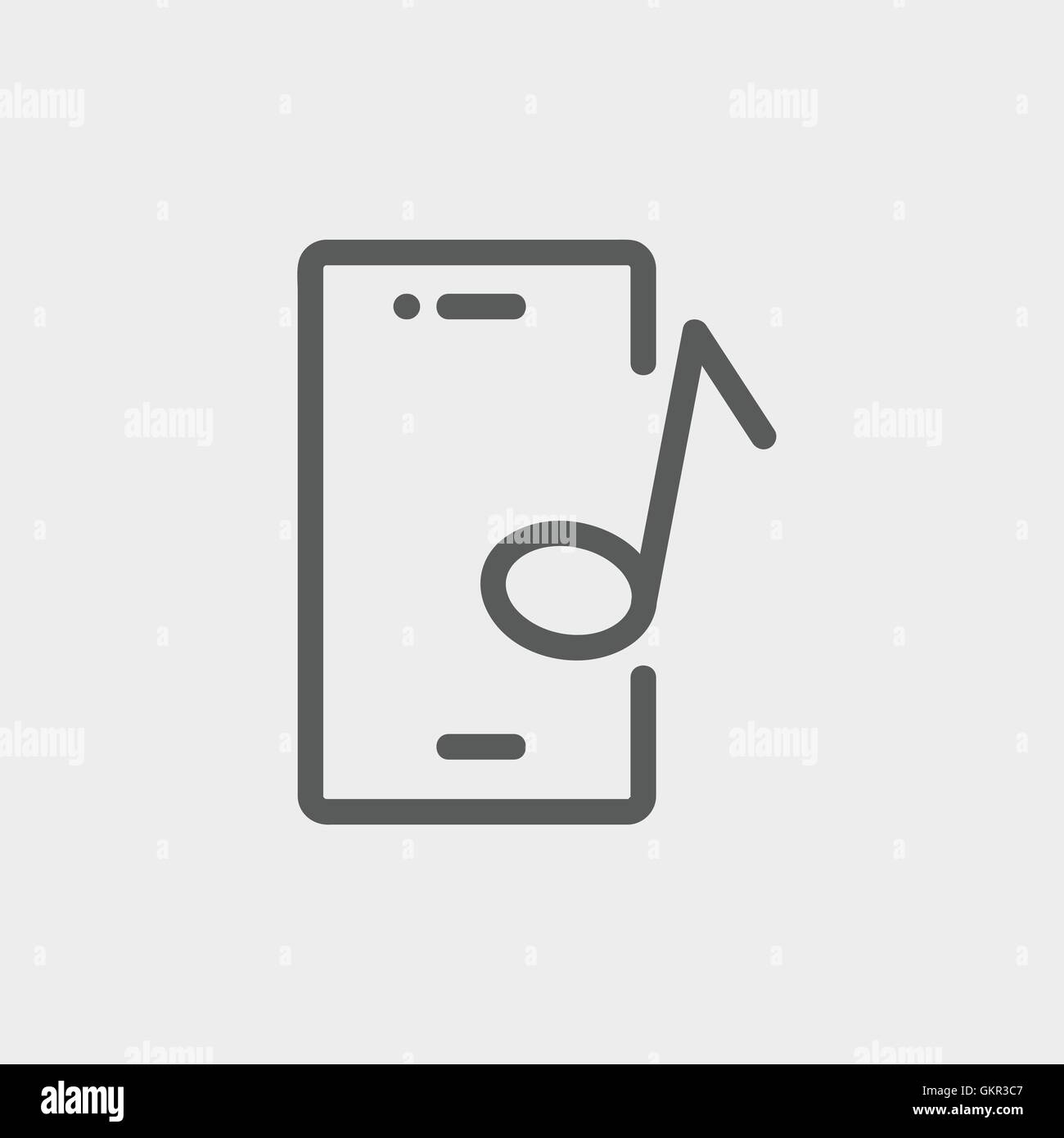 Smartphone with music note thin line icon Stock Vector