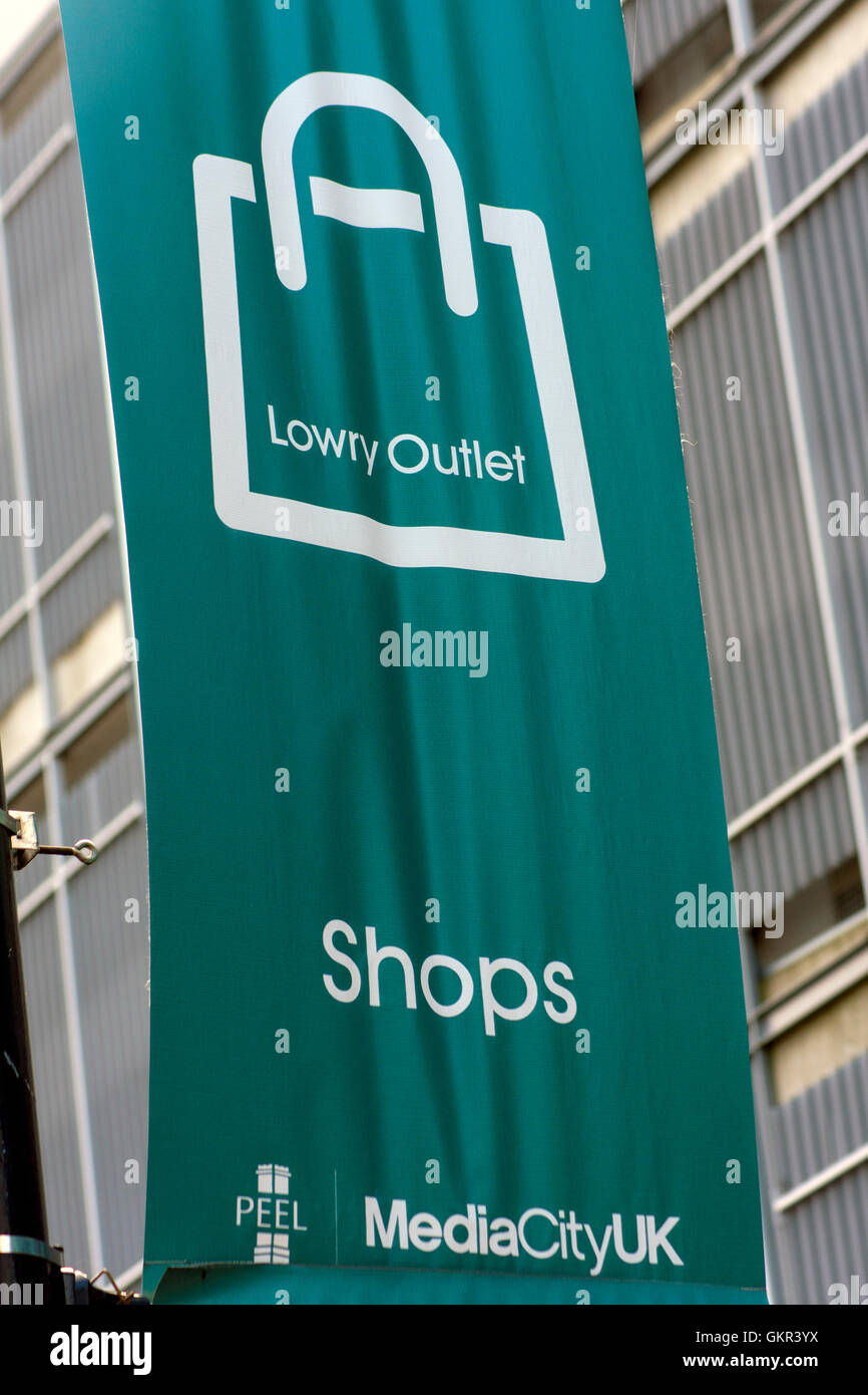Lowry Shop Sign Salford Quays Stock Photo