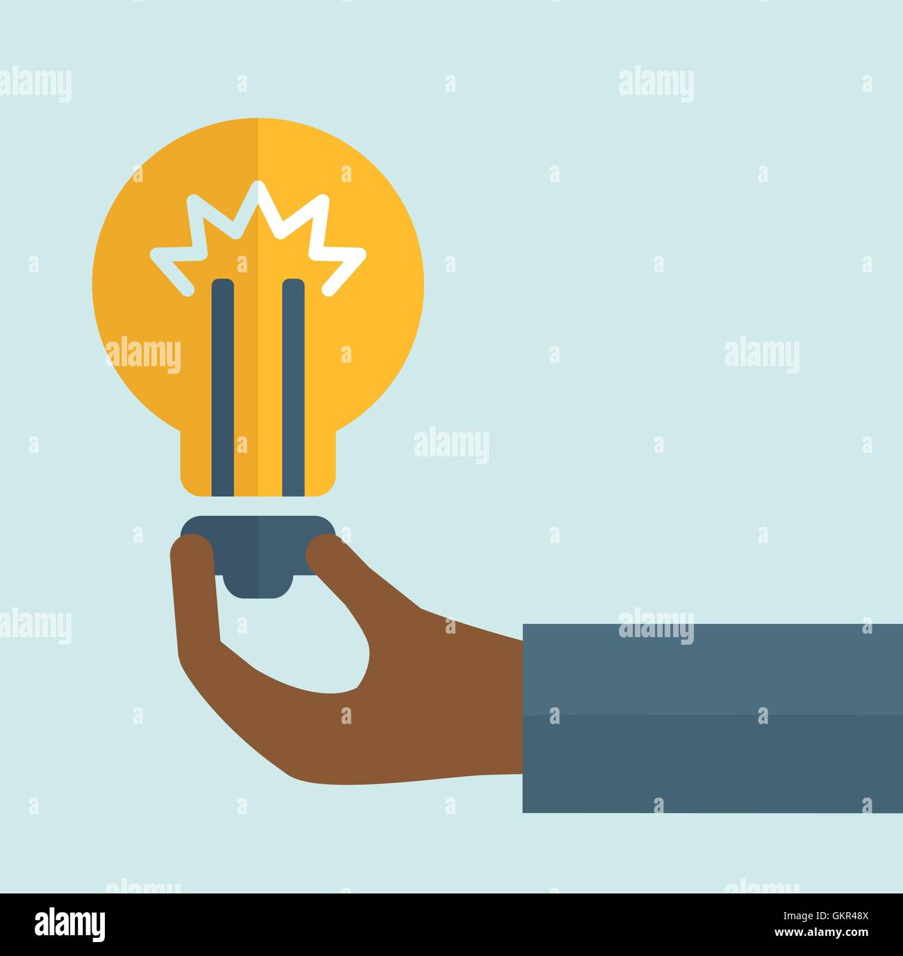 Black hand holding a bulb. Stock Vector